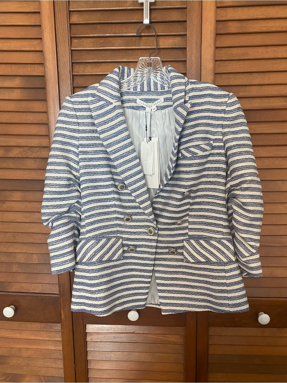 Veronica Beard Ryland Striped Tweed Dickey Jacket Blazer Blue Multi Size 4 NWT
